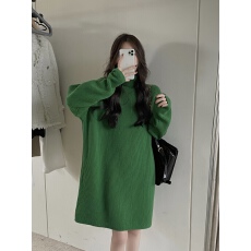 批发慵懒加厚<b class='q'>通勤</b>高领显瘦连衣裙女秋季2025新款中长内搭外穿毛衣裙子