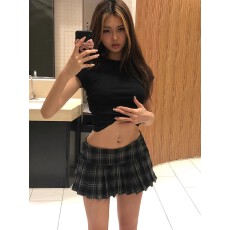 批发好质量复古格纹百褶裙JK裙子半身裙春夏季辣妹美式格子短裙秋<b class='q'>冬</b>季
