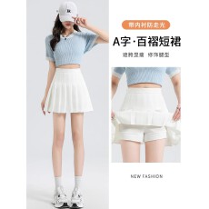 批发四面弹+安全裤+拉链新款<b class='q'>百褶裙</b>JK制服裙子<b class='q'>半身裙</b>春夏季短裙秋冬季