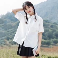 批发酷丝绵+有口袋款新款JK制服<b class='q'>衬衣</b>冬学院风白色<b class='q'>短袖</b>学生<b class='q'>衬衫</b>上衣女