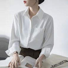 批发酷丝绵+有口袋款JK制服衬衣春夏秋冬新款白色<b class='q'>长袖</b>学生衬衫上衣女