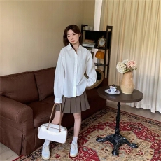 批发酷丝绵+无口袋款JK制服衬衣春秋冬季新款白色<b class='q'>长袖</b>学生衬衫上衣女