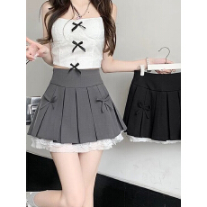 批发斜纹布+安全裤+蕾丝小众<b class='q'>百褶裙</b>JK制服裙子<b class='q'>半身裙</b>春夏季短裙秋冬季