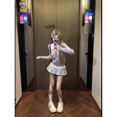 批发网红蕾丝花边高腰撞色<b class='q'>半身裙</b>女短裙裤辣妹设计感<b class='q'>百褶裙</b>百搭a字裙