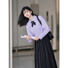批发绣花配领带jk制服女学院风衬衫泰国泰式校服娜诺高中生毕业班服冬