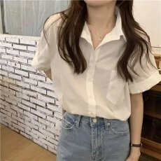 批发酷丝绵+有口袋款新款JK制服衬衣<b class='q'>冬</b>学院风白色短袖学生衬衫上衣女