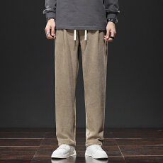批发秋冬灯芯绒加绒加厚男士休闲裤宽松阔腿直筒简约保暖百搭长裤男<b class='q'>潮</b>