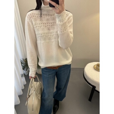 堆堆领镂空高领全羊毛针织衫女欧洲站2025冬装新款欧货女装打底衫