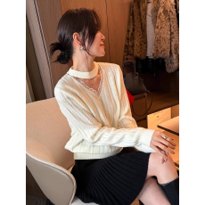 批发蕾丝钩花挂脖羊毛针织衫<b class='q'>女</b>欧洲站2026早春新款欧货<b class='q'>女</b>装打底小衫潮
