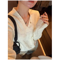 批发蕾丝钩花V领羊毛针织衫<b class='q'>女</b>欧洲站2026早春新款欧货<b class='q'>女</b>装打底小衫潮