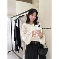 批发高级感<b class='q'>镂空</b>长袖针织披肩罩衫套装女早春薄叠穿内搭吊带背心两件套