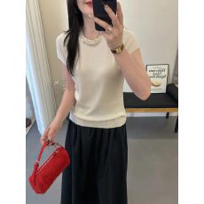 批发2026夏季新款<b class='q'>韩版</b>简约百珍珠搭圆领洋气针织衫女显瘦上衣<b class='q'>打底衫</b>