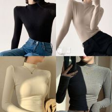 批发黑色半高领打底针织衫女春秋<b class='q'>韩版</b>显瘦气质<b class='q'>长袖</b>紧身内搭套头上衣