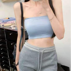 批发一片式新款纯色性感抹胸内搭一体式固定胸垫小众修身显瘦身<b class='q'>百搭</b>