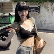 批发法式复古蕾丝花边V领小细带抹胸裹胸美背女内衣<b class='q'>百搭</b>外穿上衣背心