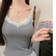 批发蕾丝睫毛花边细肩带吊带背心女内搭纯欲风带胸垫一体收副乳<b class='q'>文胸</b>罩