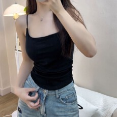 批发辣妹掐腰吊带女秋季外穿自带胸垫背心显瘦打底无袖上衣遮副乳美背