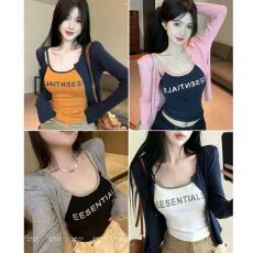 批发辣妹字母撞色小吊带背心女夏内搭美背<b class='q'>文胸</b>一体修身带胸垫外穿上衣