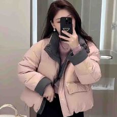 批发<b class='q'>官</b>图<b class='q'>韩国</b>东大门撞色立领棉服女短款冬季新款小个子休闲外套现货款