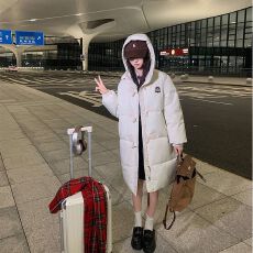 实拍布丁熊JK羽绒棉服女冬季2025新款中长款学院风外套棉衣现货款