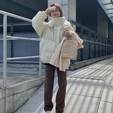 批发实拍冬季新款杨泡泡加厚面包服棉衣女学生宽松棉服羽绒服女现货款