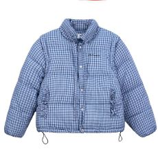 批发实拍iSaluteU潮牌复古格纹立领短款棉服可拆卸马甲秋冬外套现货款