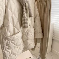 批发官图无领羊羔毛拼接轻薄冬季韩版小香风菱格保暖棉衣棉服现货款