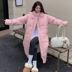 批发实拍长款<b class='q'>羽绒服</b>女2025年韩版羽绒棉加厚保暖连帽冬季外套现货款