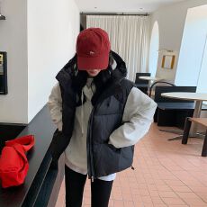 批发实拍2025年秋冬新款韩版宽松棉坎肩纯色学院风马甲背心外套现货款