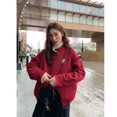 批发官图刺绣毛毛美式风外套女秋冬2025<b class='q'>新款</b>小个子夹棉保暖上衣现货款