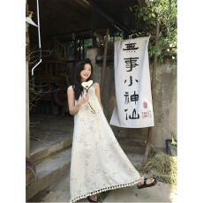 批发新中式流苏步摇<b class='q'>连衣裙</b>女2026夏季新款气质清冷感复古改良a字长裙