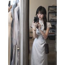 批发改良旗袍国风新中式连衣裙清冷竹韵<b class='q'>中长款</b>气质裙子女夏季2026新款