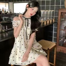 批发原版做法有内里波点无袖挂脖<b class='q'>连衣裙</b>新款小个子收腰显瘦蓬蓬娃娃裙