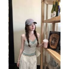 辣妹纯欲蕾丝拼接吊带背心女夏季叠穿感假两件修身绝美背心上衣潮