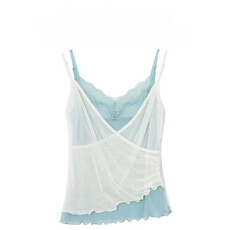 设计感蕾丝内搭叠穿吊带背心假两件女夏季外穿修身显瘦短款上衣女
