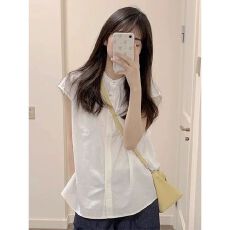 批发法式设计感小众白色<b class='q'>短袖</b>衬衫外套女夏季2026新款早秋衬衣气质上衣