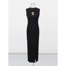 批发<b class='q'>欧美</b>优雅女装圆领无袖收腰针织<b class='q'>长裙</b>2025夏季新款金属装饰连衣裙女