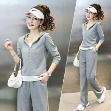 批发时尚运动休闲套装女<b class='q'>春</b>秋2025新款卫衣阔腿裤时髦时尚炸街两件套潮
