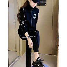 批发爆款时尚休闲女士套装2025<b class='q'>春</b>秋季新款拉链卫衣外套运动裤两件套潮