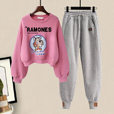 批发炸街减龄套装女25<b class='q'>春</b>秋季款洋气休闲运动卫衣卫裤可盐可甜两件套