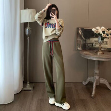 批发气质潮流休闲运动套装女<b class='q'>春</b>秋款2025新款时尚减龄卫衣阔腿裤两件套