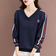 批发拼接显瘦上衣宽松新款卫衣<b class='q'>外套</b>无帽2025年女装长袖v领春秋季洋气