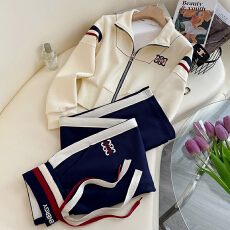 批发休闲高级感2025年运动套装两件套女装卫衣洋气立领时尚<b class='q'>春</b>秋阔腿裤