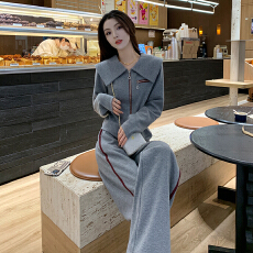 批发套装减龄<b class='q'>春</b>秋季2025高级感运动两件套新款拉链时尚阔腿裤休闲卫衣