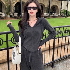 批发减龄时髦休闲套<b class='q'>装</b>女2025年春秋款连帽上衣阔腿<b class='q'>裤</b><b class='q'>宽松</b>运动服两件套