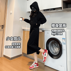 批发2025年新款运动套装纯色春秋季连帽休闲<b class='q'>两件套</b>时尚卫衣半身裙女装