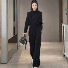 女装新款卫衣套装2025年休闲洋气穿搭春秋季两件套时尚时髦阔腿裤