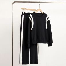 批发阔腿裤<b class='q'>两件</b>套2025新款黑色休闲高级感<b class='q'>卫衣</b>气质<b class='q'>女</b>装运动春秋款<b class='q'>套装</b>