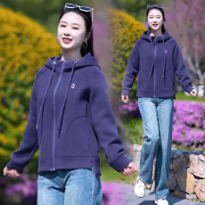 批发纯色新款短外套上衣宽松长袖女士设计感春秋季<b class='q'>卫衣</b>2025年百搭时尚