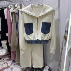 批发流行减龄两件套休闲女装运动套装牛仔拼接学院风春秋季2025年新款